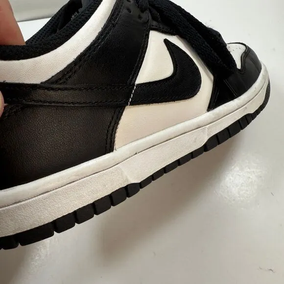 Nike Panda Dunk Shoes Boy Size 5Y GS White Black Leather Low Lace-up CW1590-100