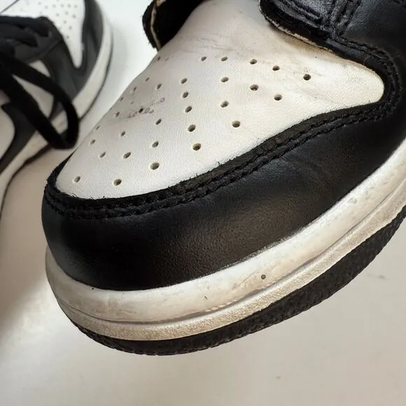 Nike Panda Dunk Shoes Boy Size 5Y GS White Black Leather Low Lace-up CW1590-100