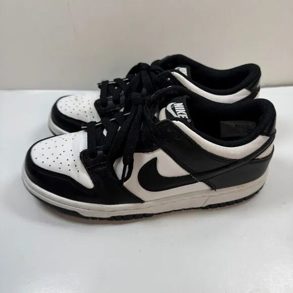 Nike Panda Dunk Shoes Boy Size 5Y GS White Black Leather Low Lace-up CW1590-100