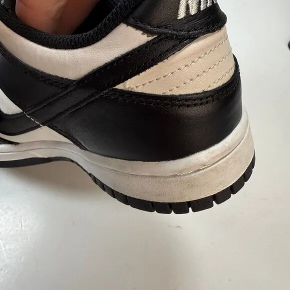 Nike Panda Dunk Shoes Boy Size 5Y GS White Black Leather Low Lace-up CW1590-100