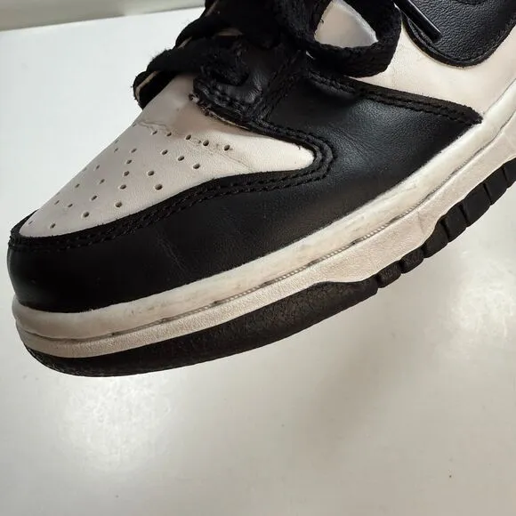Nike Panda Dunk Shoes Boy Size 5Y GS White Black Leather Low Lace-up CW1590-100