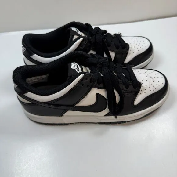Nike Panda Dunk Shoes Boy Size 5Y GS White Black Leather Low Lace-up CW1590-100