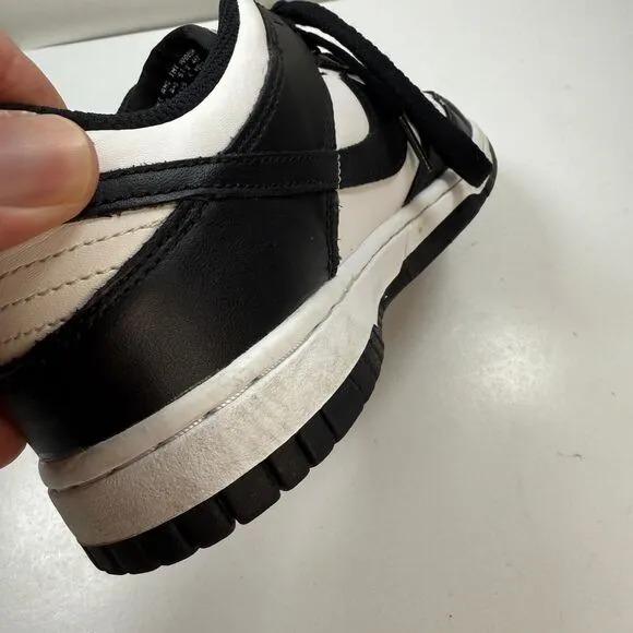 Nike Panda Dunk Shoes Boy Size 5Y GS White Black Leather Low Lace-up CW1590-100