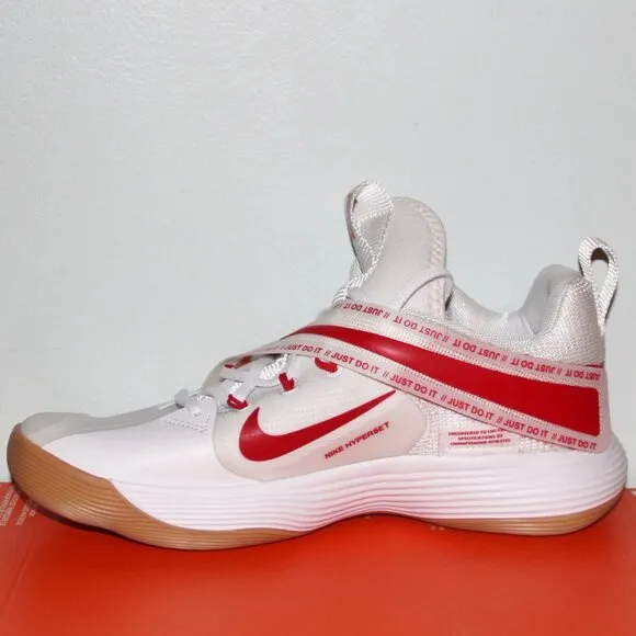 Nike React HyperSet White Red Volleyball Shoes *Sample* Mens 9.5
