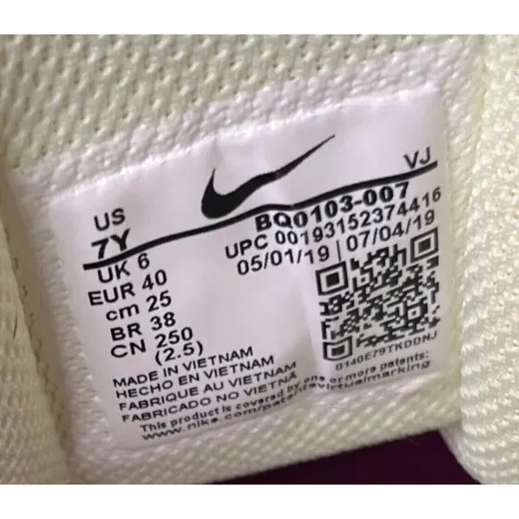 Nike Shoes White Purple Air Max 270 React Run Girls Size 7 Fast Ship