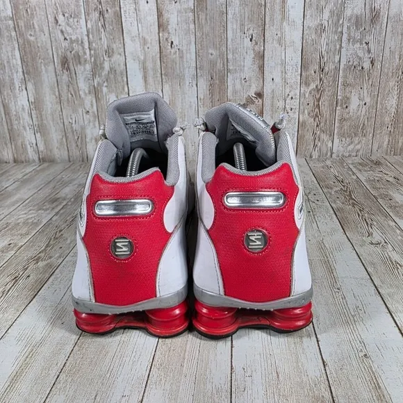 Nike Shox TL Running Shoes Sneakers White‎ Red Accents Size 11.5