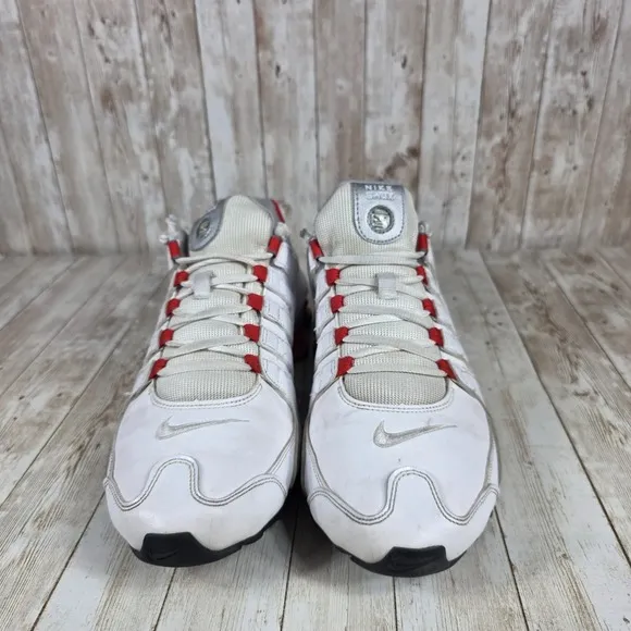 Nike Shox TL Running Shoes Sneakers White‎ Red Accents Size 11.5