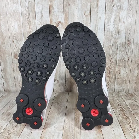 Nike Shox TL Running Shoes Sneakers White‎ Red Accents Size 11.5