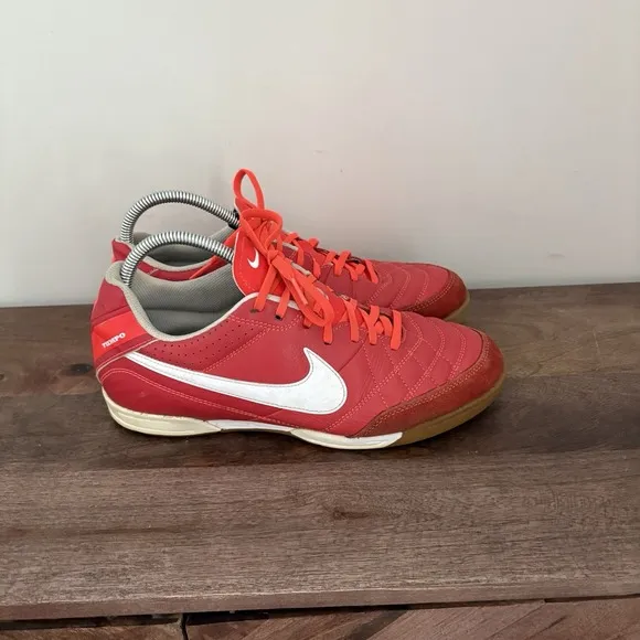 Nike Tiempo Natural IV Leather TF US 9 UK 8 509090 619 Soccer Futsal Shoes Red