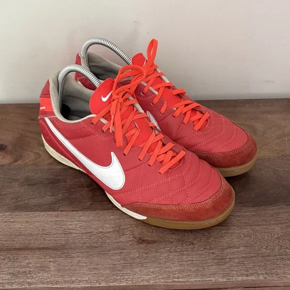 Nike Tiempo Natural IV Leather TF US 9 UK 8 509090 619 Soccer Futsal Shoes Red