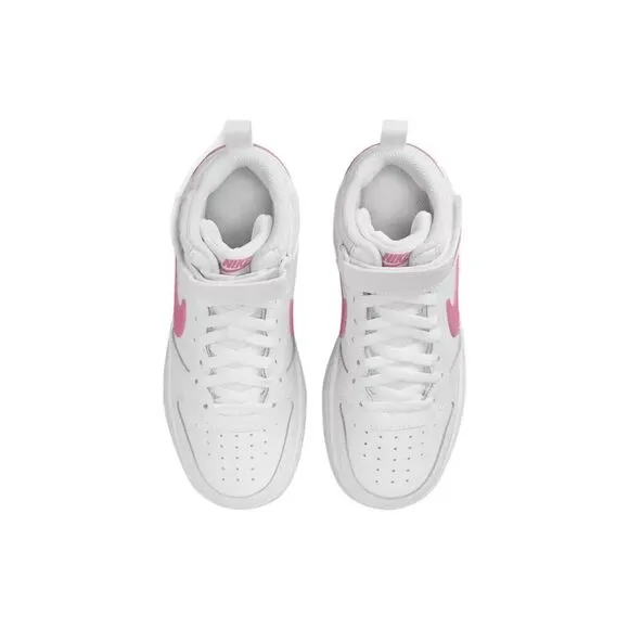Nike Court Borough Mid 2 CD7782-116 Sneakers Kids 6.5 White Leather Shoes TF4361