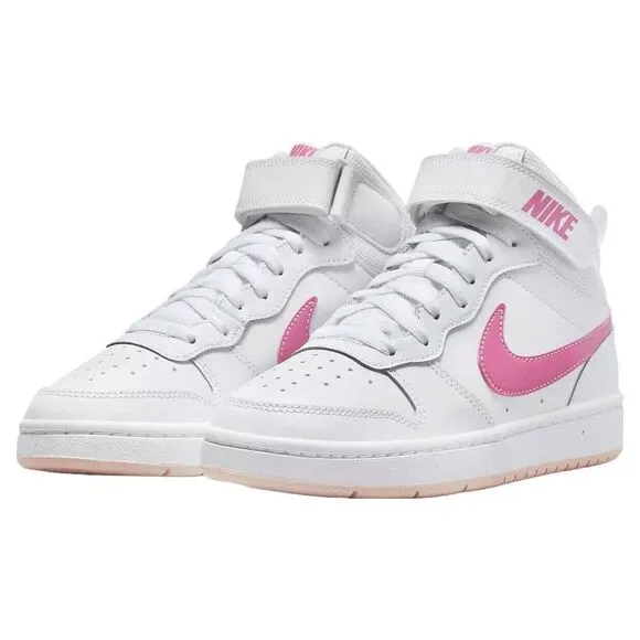 Nike Court Borough Mid 2 CD7782-116 Sneakers Kids 6.5 White Leather Shoes TF4361
