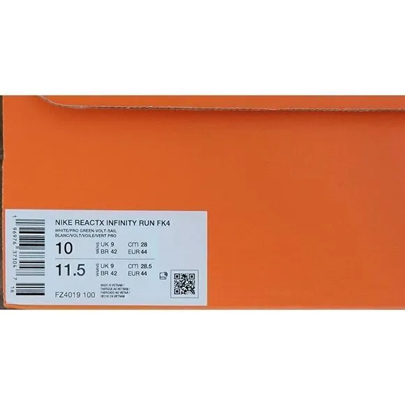 Nike Reactx Infinity Run FK4 men size 10 FZ4019 100