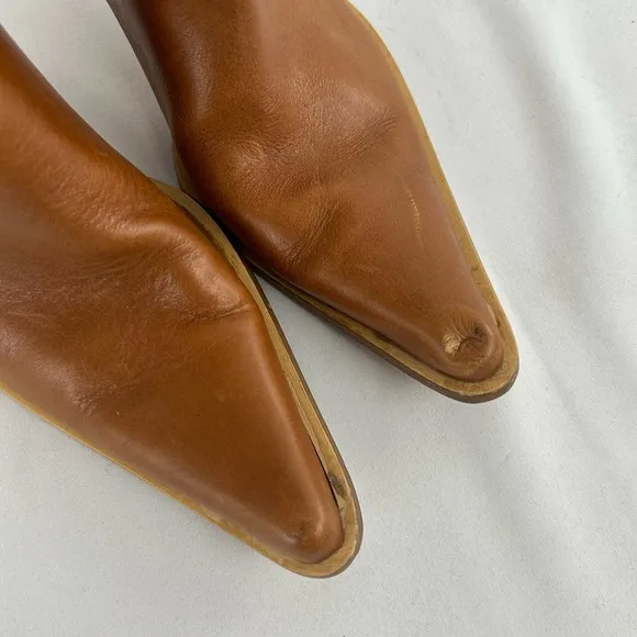 Nine West Studio Brown Leather Heeled Western Boots