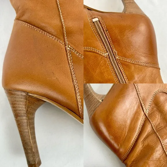 Nine West Studio Brown Leather Heeled Western Boots