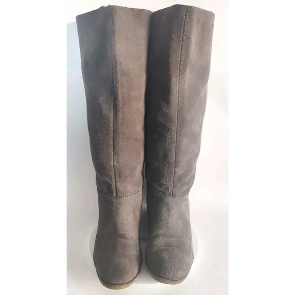 Nine West Vintage America Cookin Grayish Brown Suede Knee High Boots Size 8.5