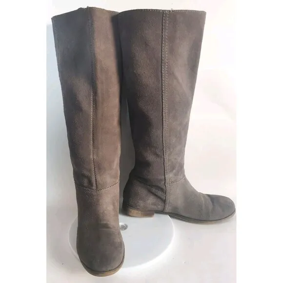Nine West Vintage America Cookin Grayish Brown Suede Knee High Boots Size 8.5