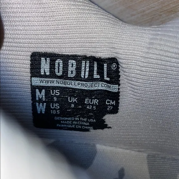 NOBULL Snow Camo Lace Tie Training Gym Workout Athletic Shoes W10.5 M9 Exercise