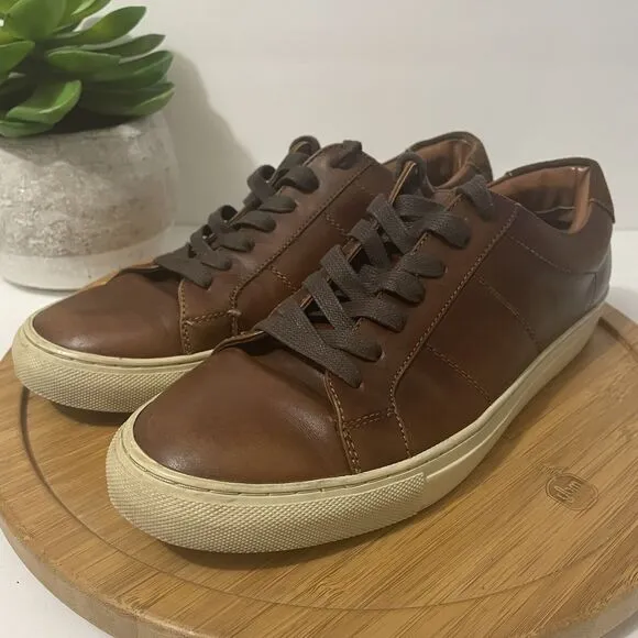 Nordstrom Simon Cognac Leather Lace Up Sneakers Casual Dress Shoes Size 9.5
