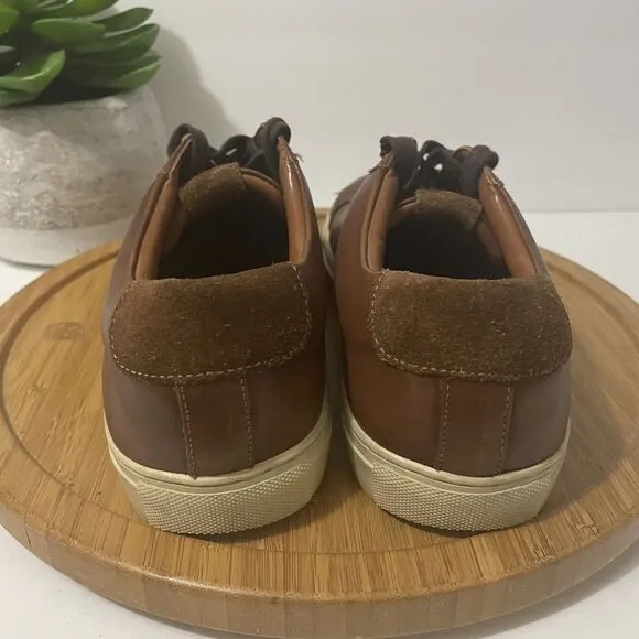 Nordstrom Simon Cognac Leather Lace Up Sneakers Casual Dress Shoes Size 9.5