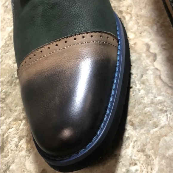 NWB Encore Fiesso Taupe/Green Leather Shoes FI6695