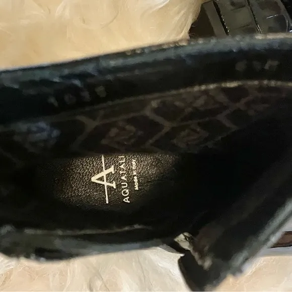 NWOB Aquatalia Black Patent Leather Croc Embossed Ankle Boots Sz 5.5.