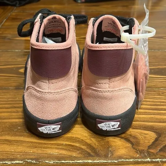 NWOB Vans The Lizze Rosette womens Light Pink and Black Eco Crush Skater Shoes