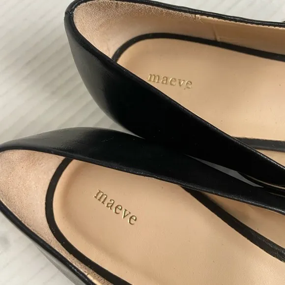 NWOT Anthropologie x Maeve‎ Heart Toe Mary Jane Leather Flats Size 7 Black Gold
