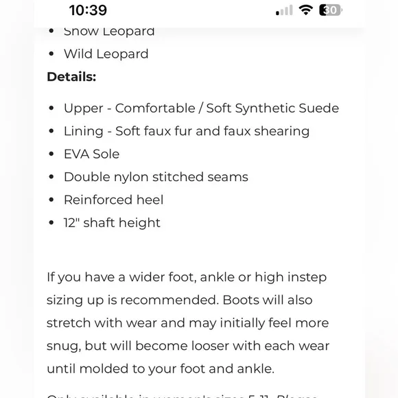 NWOT PawJ vegan tall boot in Aspen snow