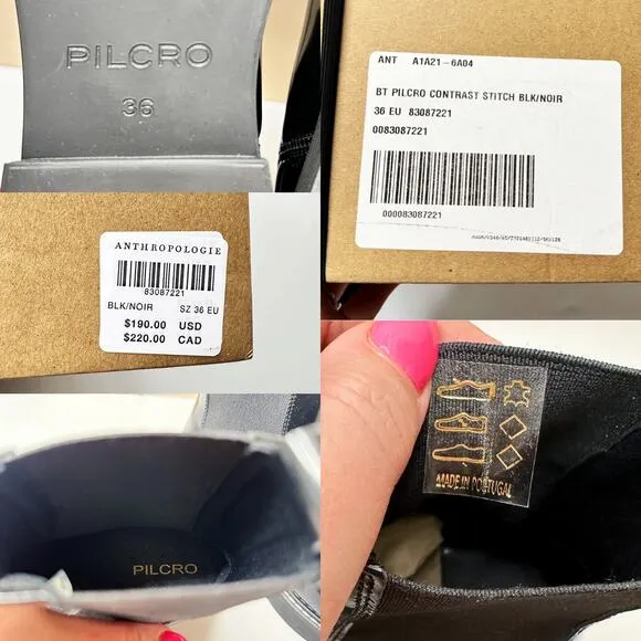 NWT Anthropologie Pilcro Contrast Stitch Black Noir Patent Leather Chelsea Boots