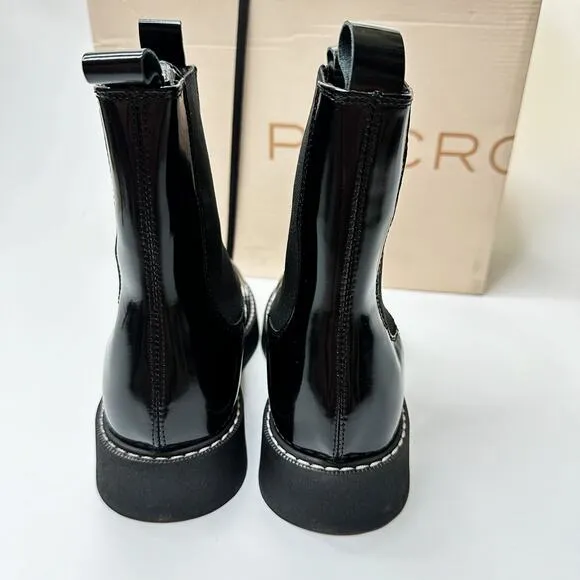 NWT Anthropologie Pilcro Contrast Stitch Black Noir Patent Leather Chelsea Boots