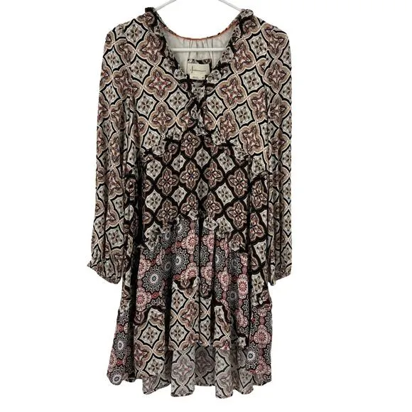 NWT Anthropologie Tiered V-Neck Mini Dress Boho size XSP