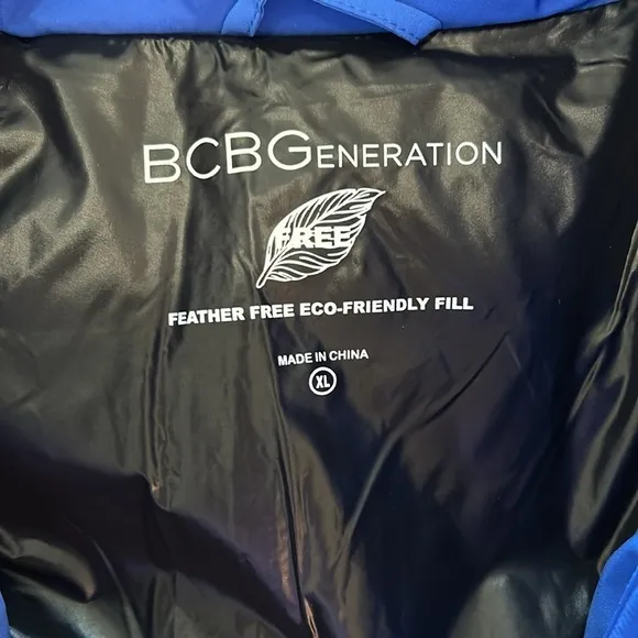 NWT BCBG Generation royal blue parka Feather-free eco-friendly fill Size XL
