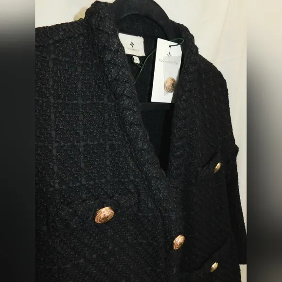 NWT Black Clodagh Tweed Jacket Size Small in Black By Tuckernuck