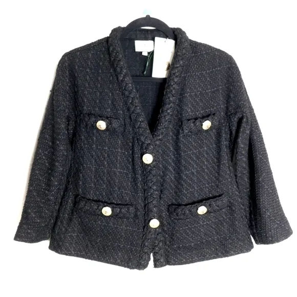 NWT Black Clodagh Tweed Jacket Size Small in Black By Tuckernuck