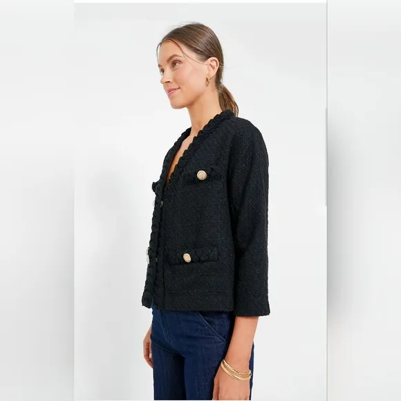 NWT Black Clodagh Tweed Jacket Size Small in Black By Tuckernuck