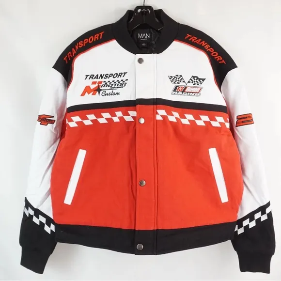 NWT [boohooMAN] Oversized Boxy Official Twill Padded Racing Jacket Men’s Sz M