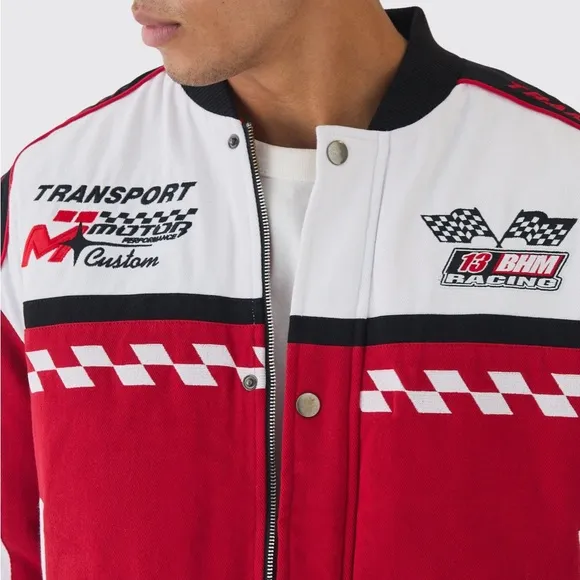 NWT [boohooMAN] Oversized Boxy Official Twill Padded Racing Jacket Men’s Sz M