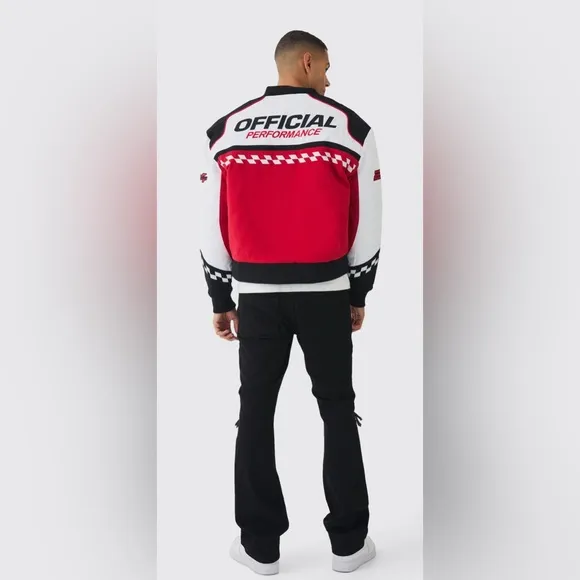 NWT [boohooMAN] Oversized Boxy Official Twill Padded Racing Jacket Men’s Sz M