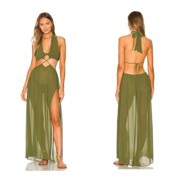 NWT CAMILA COELHO Scarlet Maxi Dress in Sage Green Size M $188