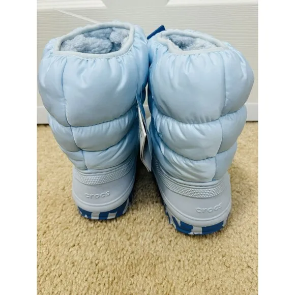 NWT Crocs Classic Lined Neo Puff Lt Blue Boots Kid's Size J5