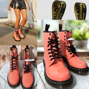 NWT Dr. Marten’s 1460 Patent Lamper Coral Pink Leather Boots Size 8 EU 39