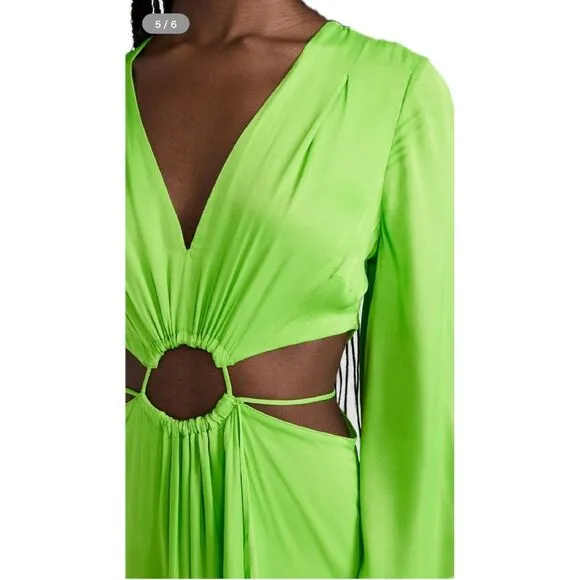 NWT FARM RIO Lime Green Cut Out Long Sleeve Maxi Dress Size Small