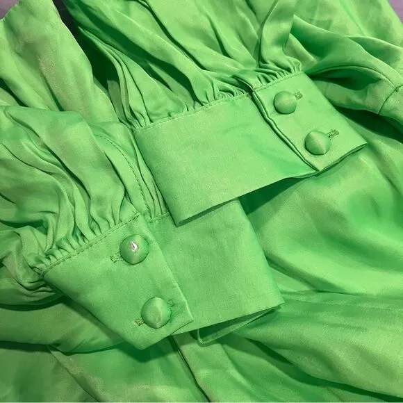 NWT FARM RIO Lime Green Cut Out Long Sleeve Maxi Dress Size Small