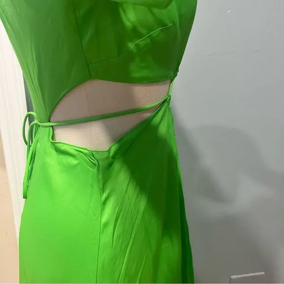 NWT FARM RIO Lime Green Cut Out Long Sleeve Maxi Dress Size Small
