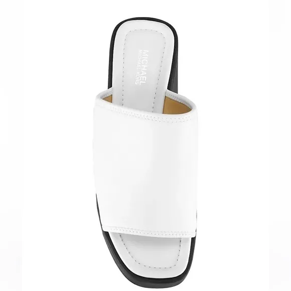 NWT Michael Michael Kors Womens Dabney Leather Platform Wedge Slide shoes