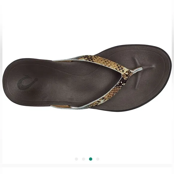 NWT OluKai Ho'opio Leather Flip Flop Snakeskin Sandals
