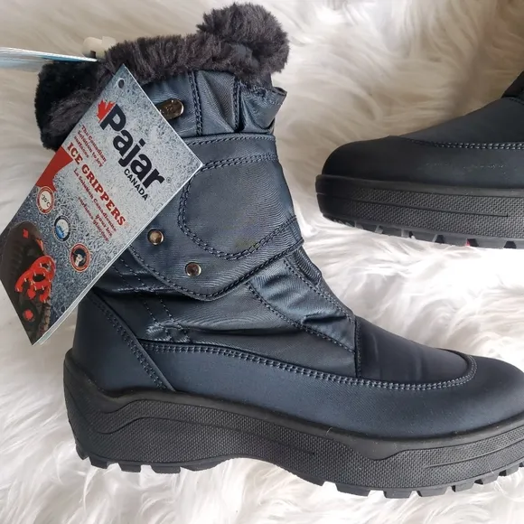 🍁NWT Pajar Moscou 2.0 Boots w/ Ice Grippers- Navy, Size 36 EU/ 5 US