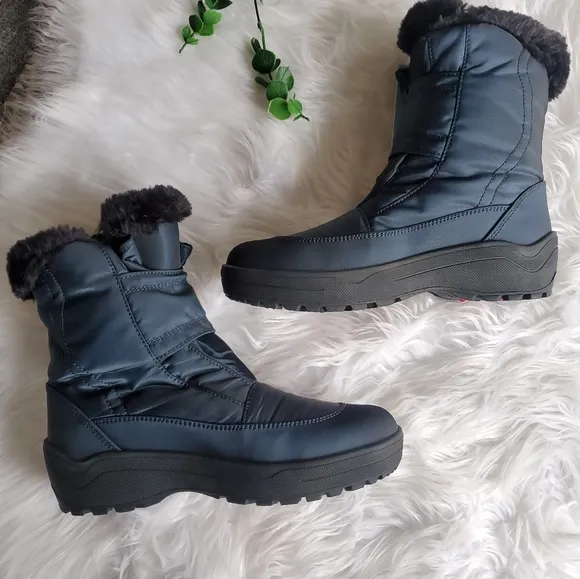 🍁NWT Pajar Moscou 2.0 Boots w/ Ice Grippers- Navy, Size 36 EU/ 5 US