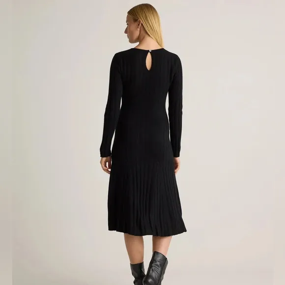 NWT! Quince | 100% Mongolian Cashmere Wide-Rib Midi Dress | Black | M